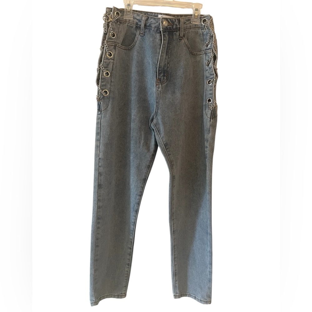 High Rise Lace-Up Denim Jeans
